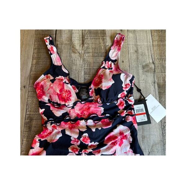 DKNY Women's Navy Floral Tankini Swimsuit Matching Set | XS - Picture 6 of 16